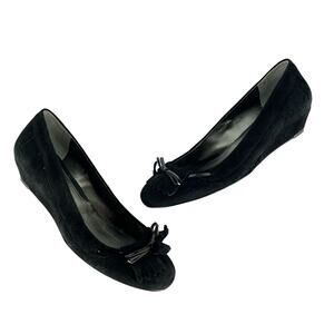 Cole Haan Black‎ Suede Moccasin Wedge Flats – 1" Heel, Size 6.5B